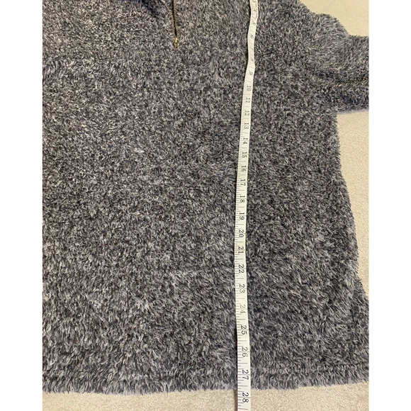 Roolee Fuzzy Fleece Sweatshirt Womens L Large Grey 1/4 Zip Pullover Sweater - Picture 9 of 10